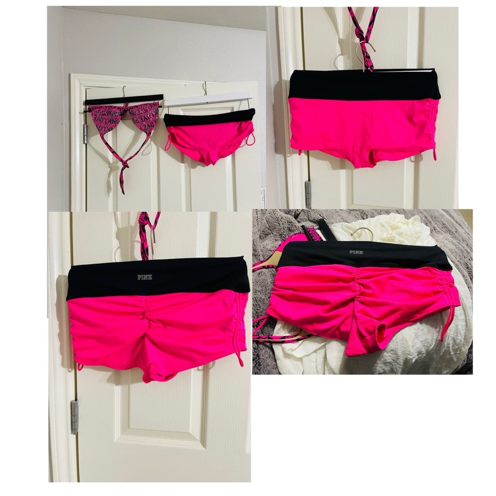 PINK Victoria's Secret Women's Black and Pink bikini set